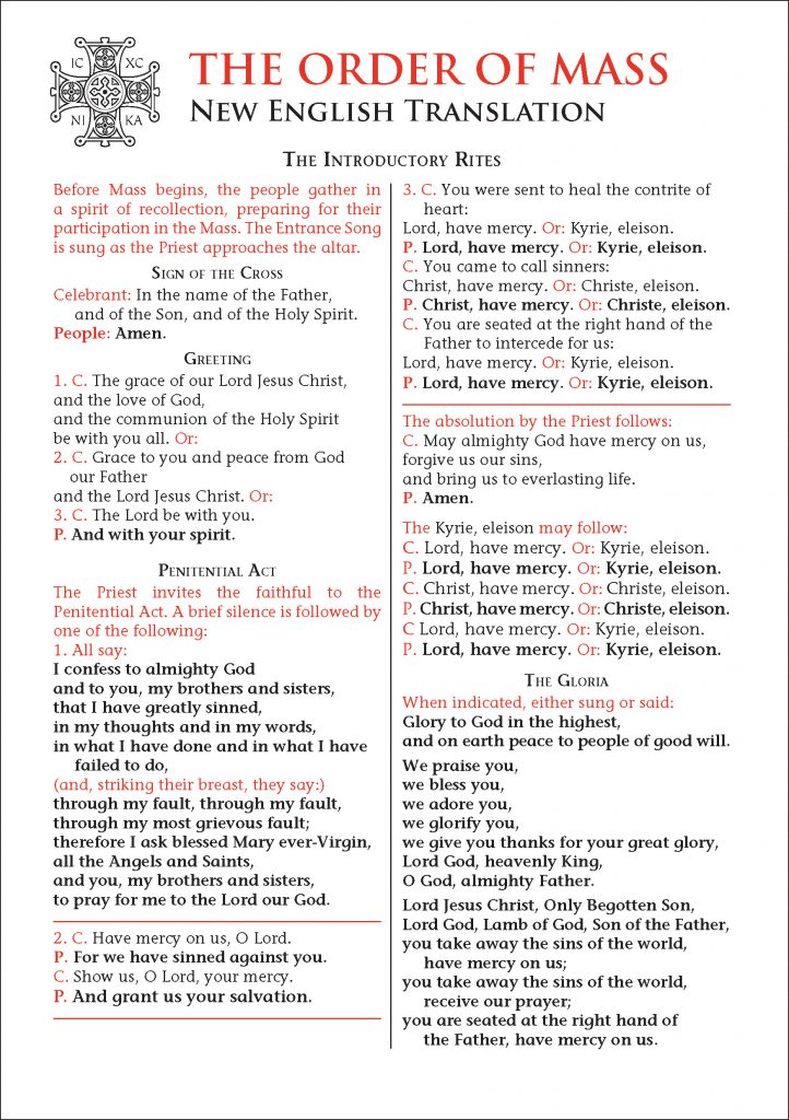 Order of Mass Card (Pack of 20) Catholic Truth Society