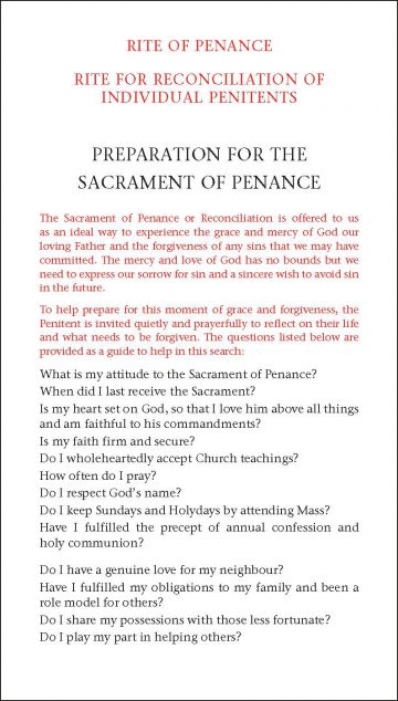 Rite of Penance Card