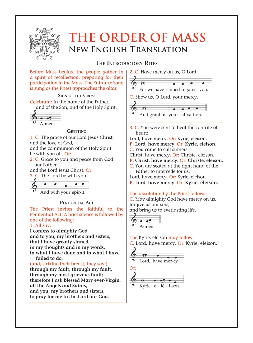 Order of Mass with Music Cards (Pack of 20) Catholic Truth Society