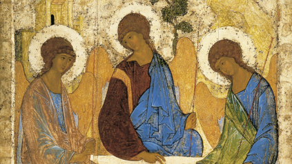 Rublev's famous icon showing the three Angels being hosted by Abraham at Mambré.